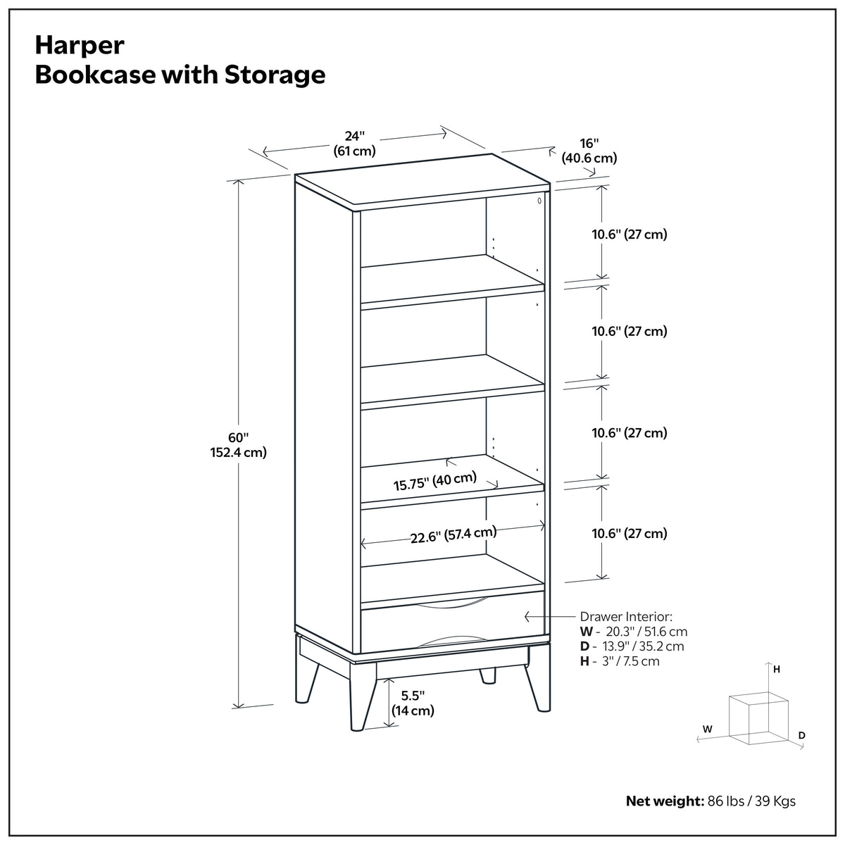 Black | Harper Bookcase