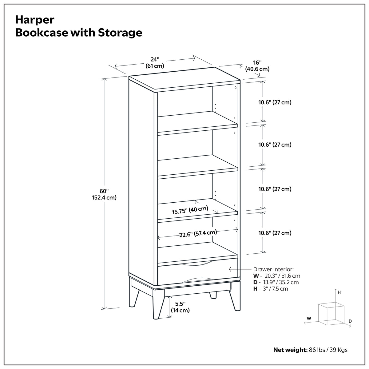 Teak Brown | Harper Bookcase