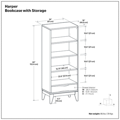 Teak Brown | Harper Bookcase