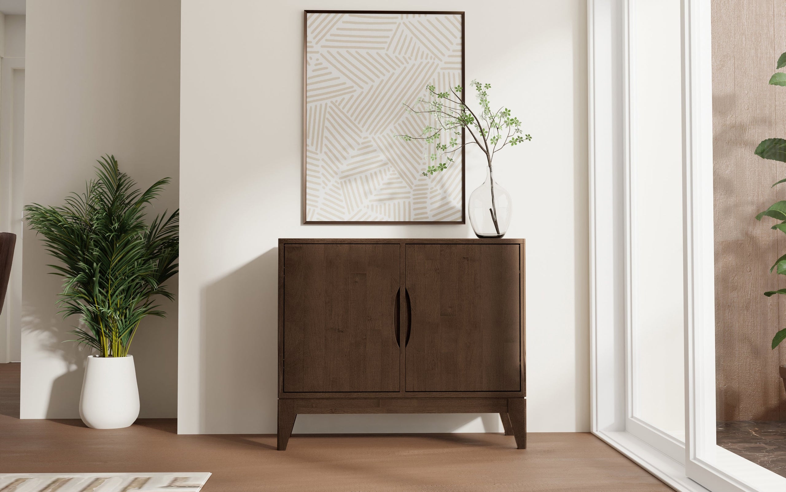 Harper 2 Door Walnut Brown Solid Wood Sideboard Buffet