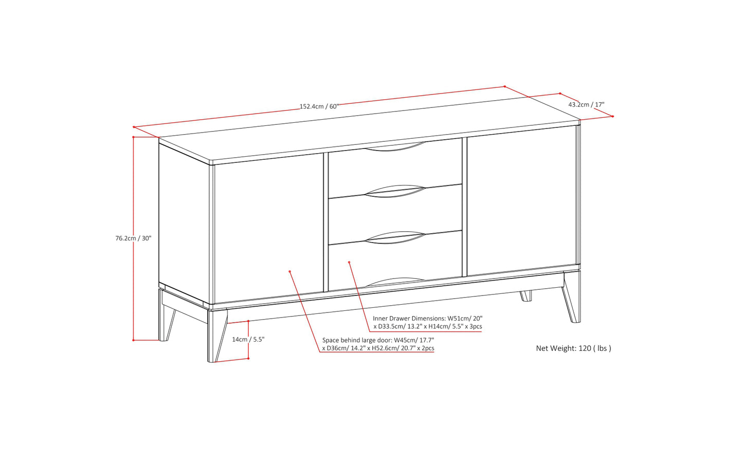 Walnut Brown | Harper Sideboard Buffet