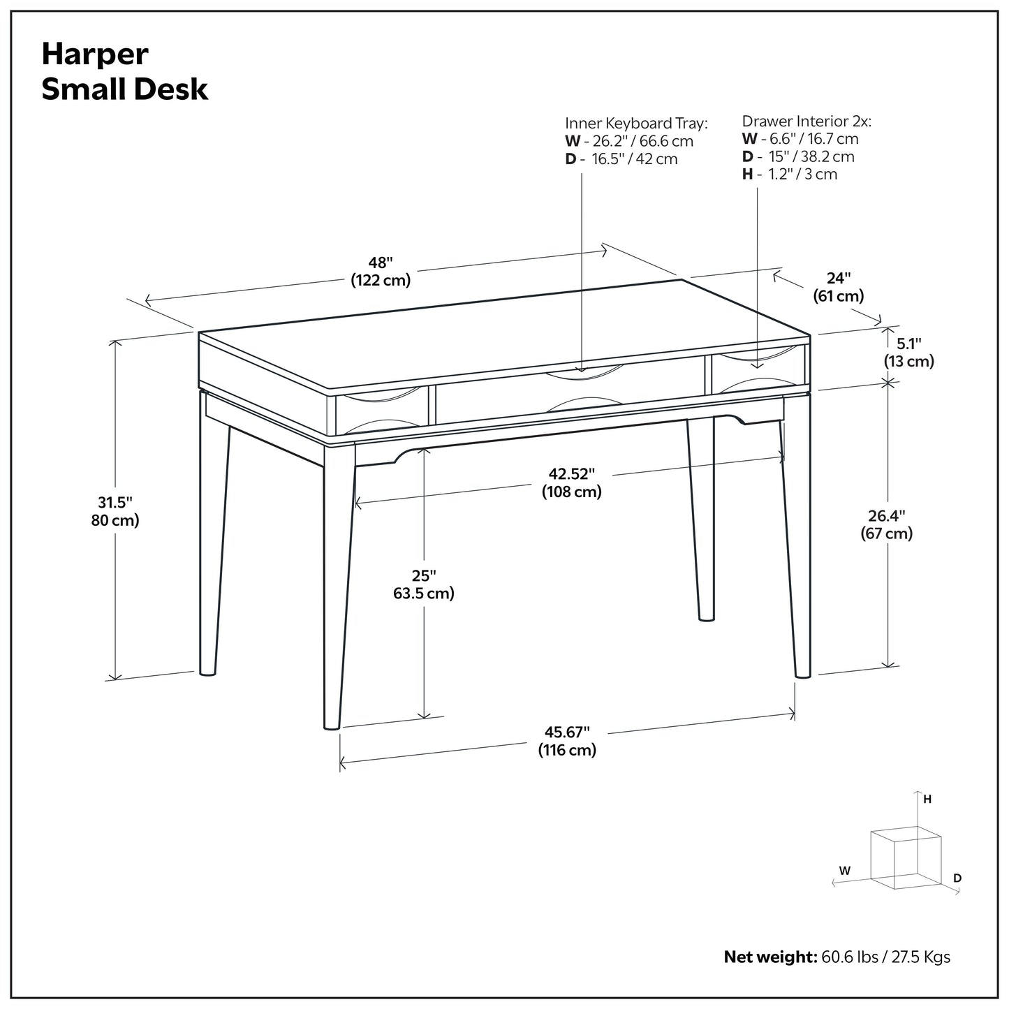 Light Golden Brown | Harper Small Desk
