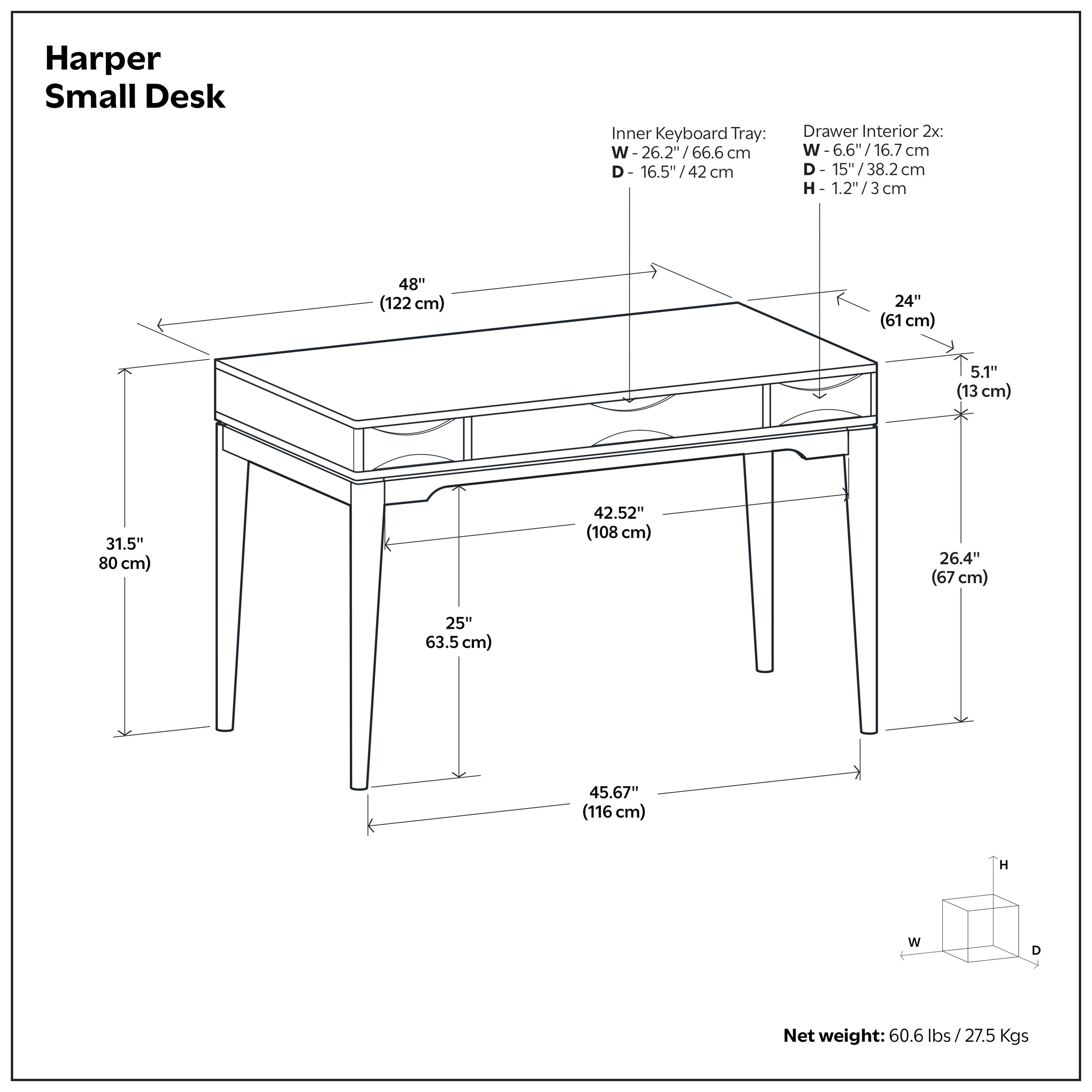 Light Golden Brown | Harper Small Desk