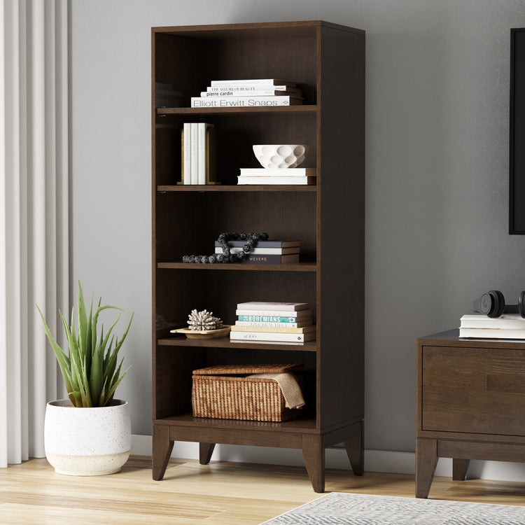 Walnut Brown | Harper 5 Shelf Bookcase