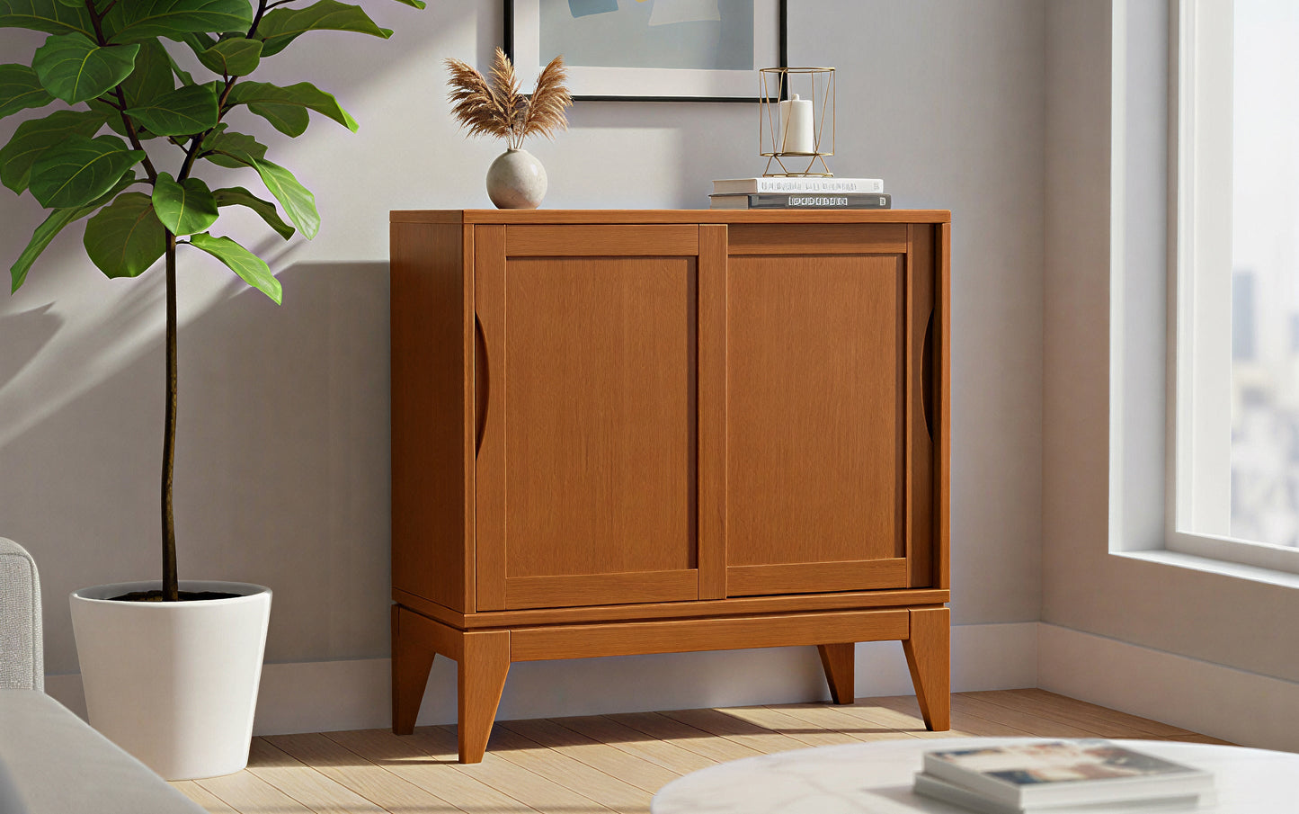 Teak Brown | Harper Low Storage Cabinet