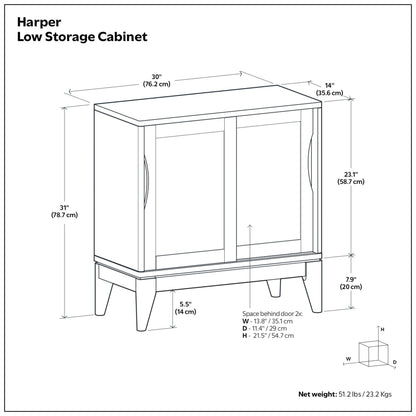 Teak Brown | Harper Low Storage Cabinet
