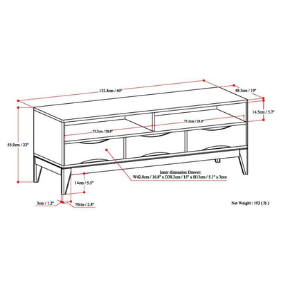 Teak Brown | Harper 60 inch TV Media Stand