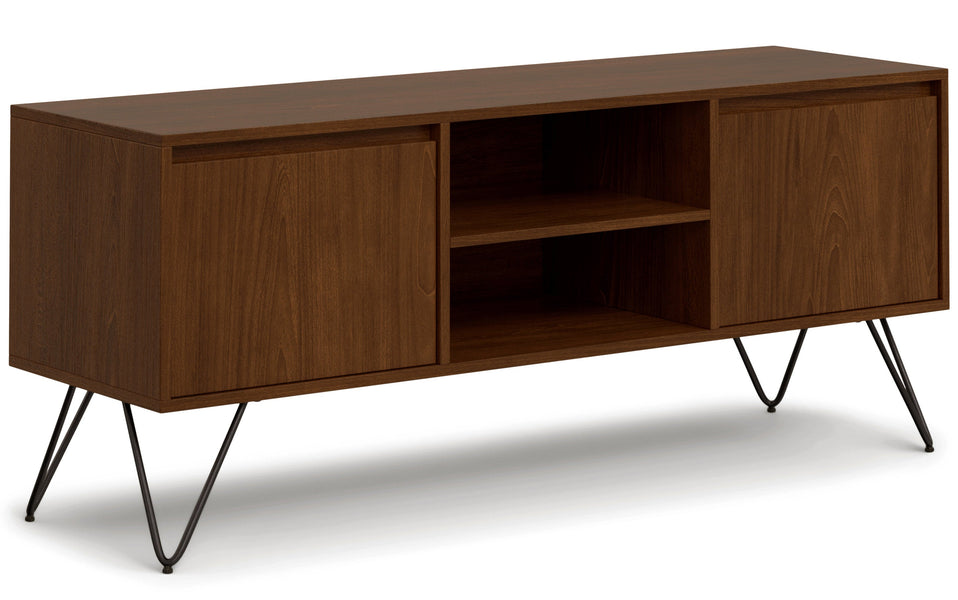 Walnut Walnut | Hunter 60 x 18 inch TV Media Stand in Natural Mango Wood for TVs up to 66 inches