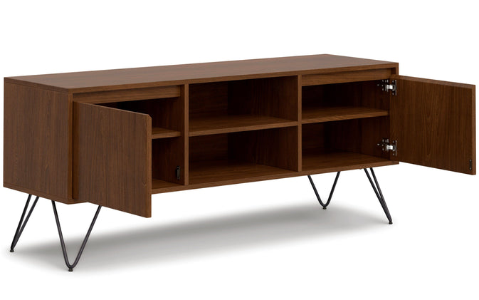 Walnut Walnut | Hunter 60 x 18 inch TV Media Stand in Natural Mango Wood for TVs up to 66 inches