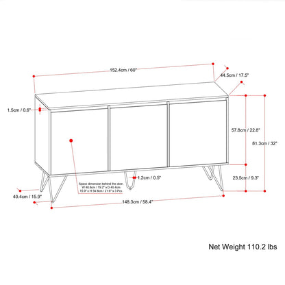 Natural Solid Wood - Mango | Hunter 3 Door Sideboard Buffet