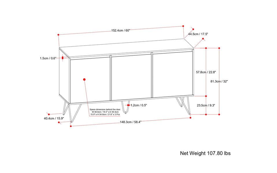 Hunter 3 Door Sideboard Buffet