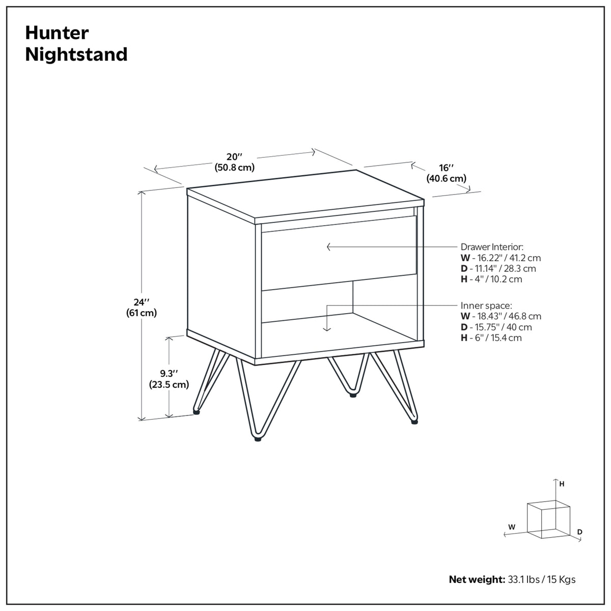 Walnut Walnut | Hunter Nightstand in Walnut