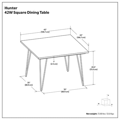 Square 42 inch | Hunter 42 inch Square Dining Table in Mango