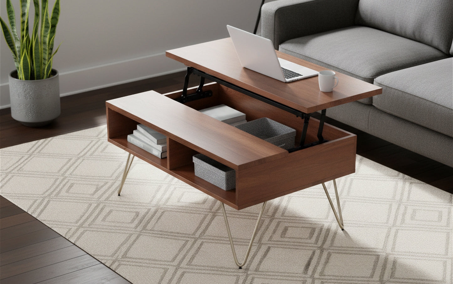 Umber Brown Gold Mango | Hunter Small Lift Top Coffee Table