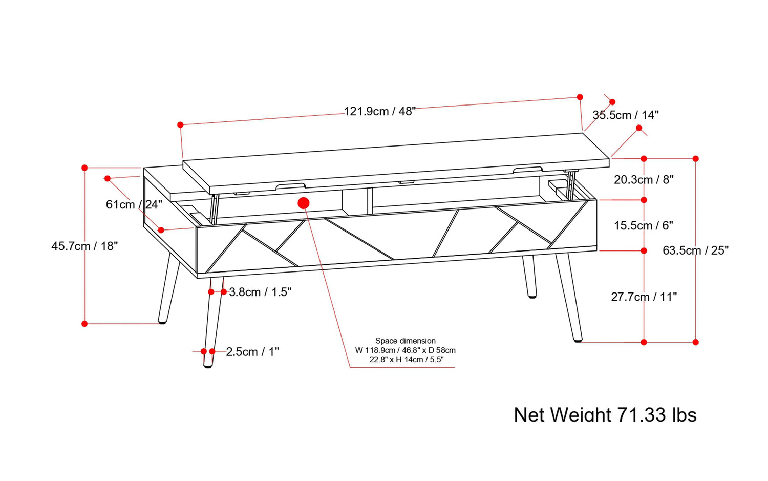 Jager Large Lift Top Coffee Table