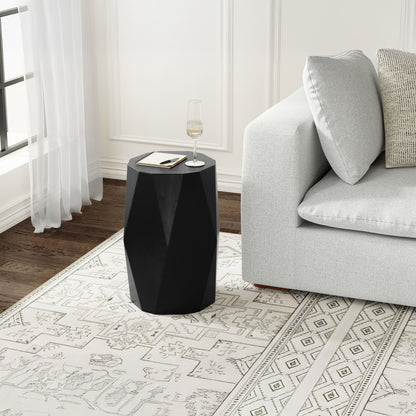 Black | Judson 15 inch Round Geometric Accent Table