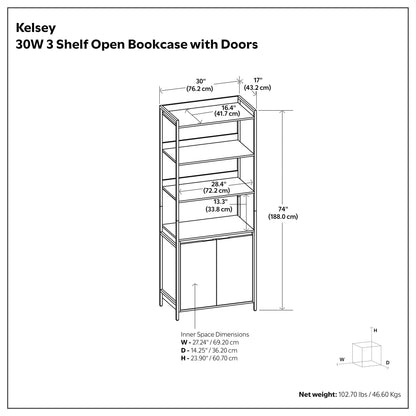 Kelsey Large Bookshelf with Cabinet