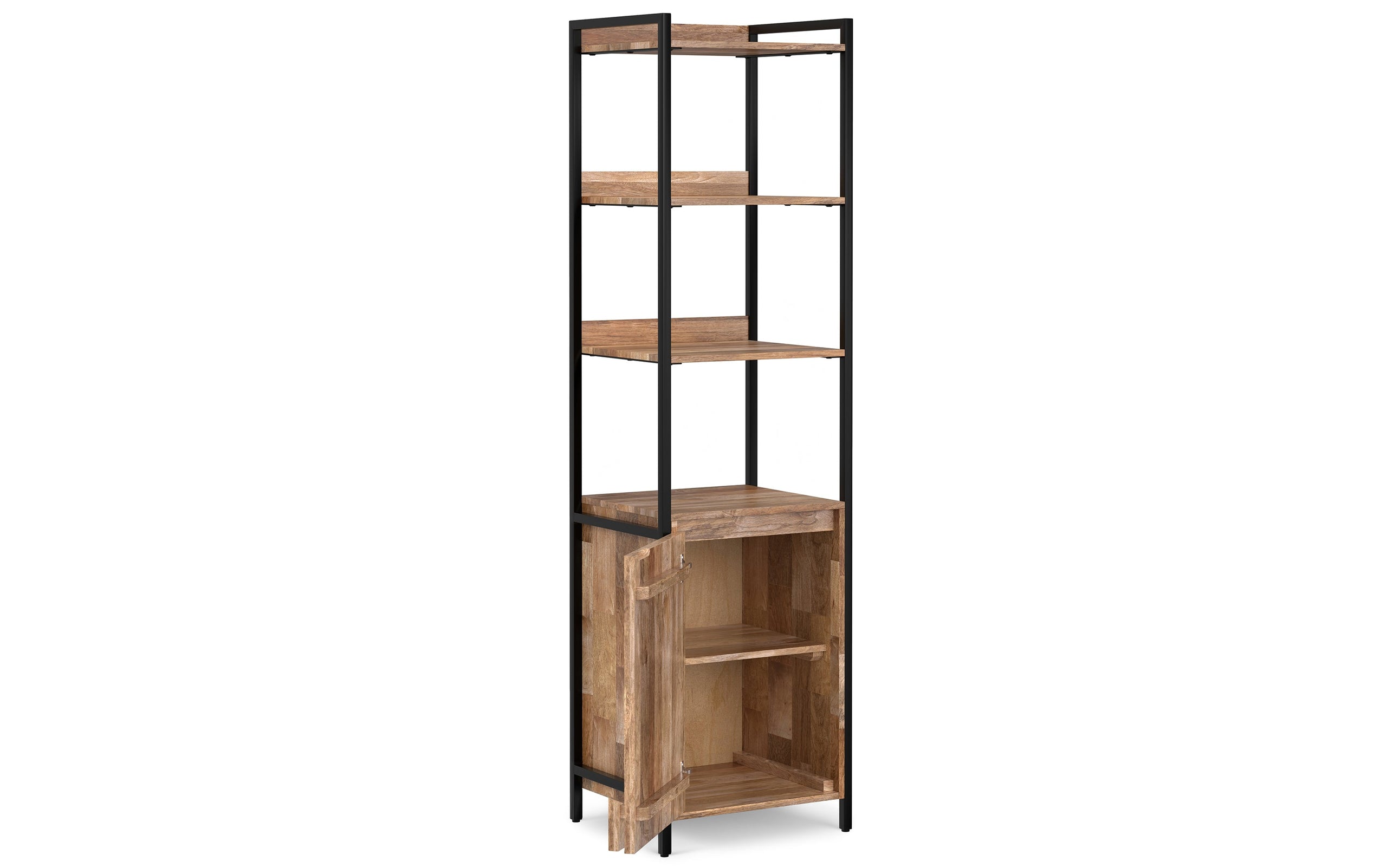 Natural | Kelsey Narrow Bookshelf with Cabinet