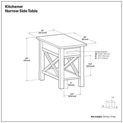 Black | Kitchener Narrow End Table