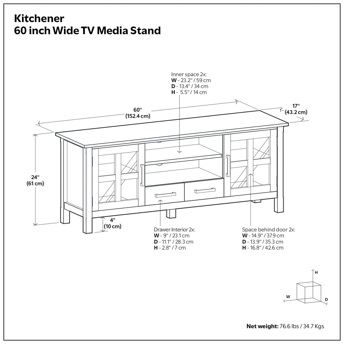 White | Kitchener 60 inch TV Stand