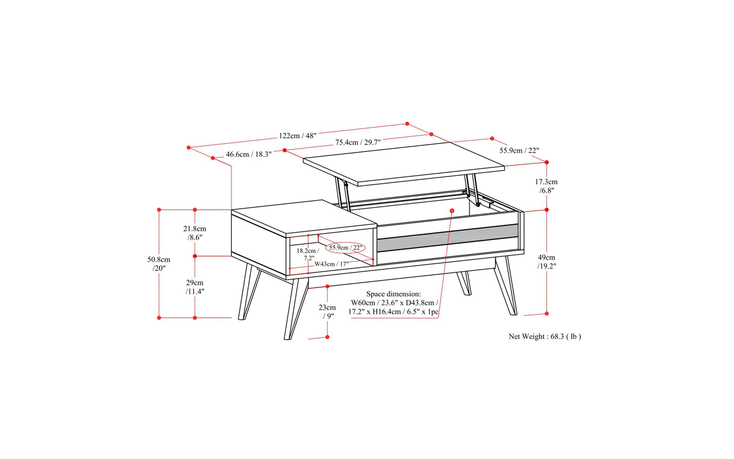 Clarkson Lift Top Coffee Table