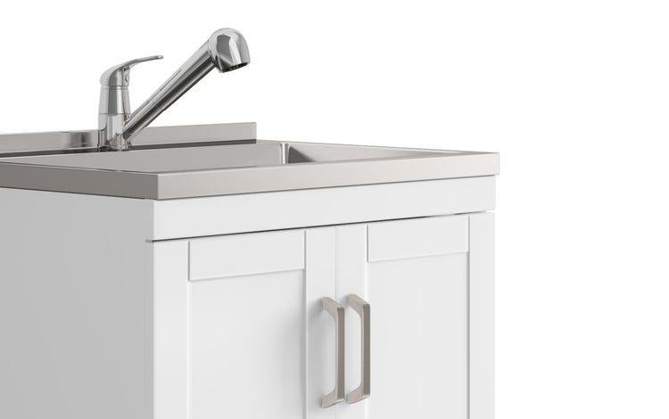 White 28 inch | Kyle All-In-One 28-inch Laundry Utility Sink and Cabinet