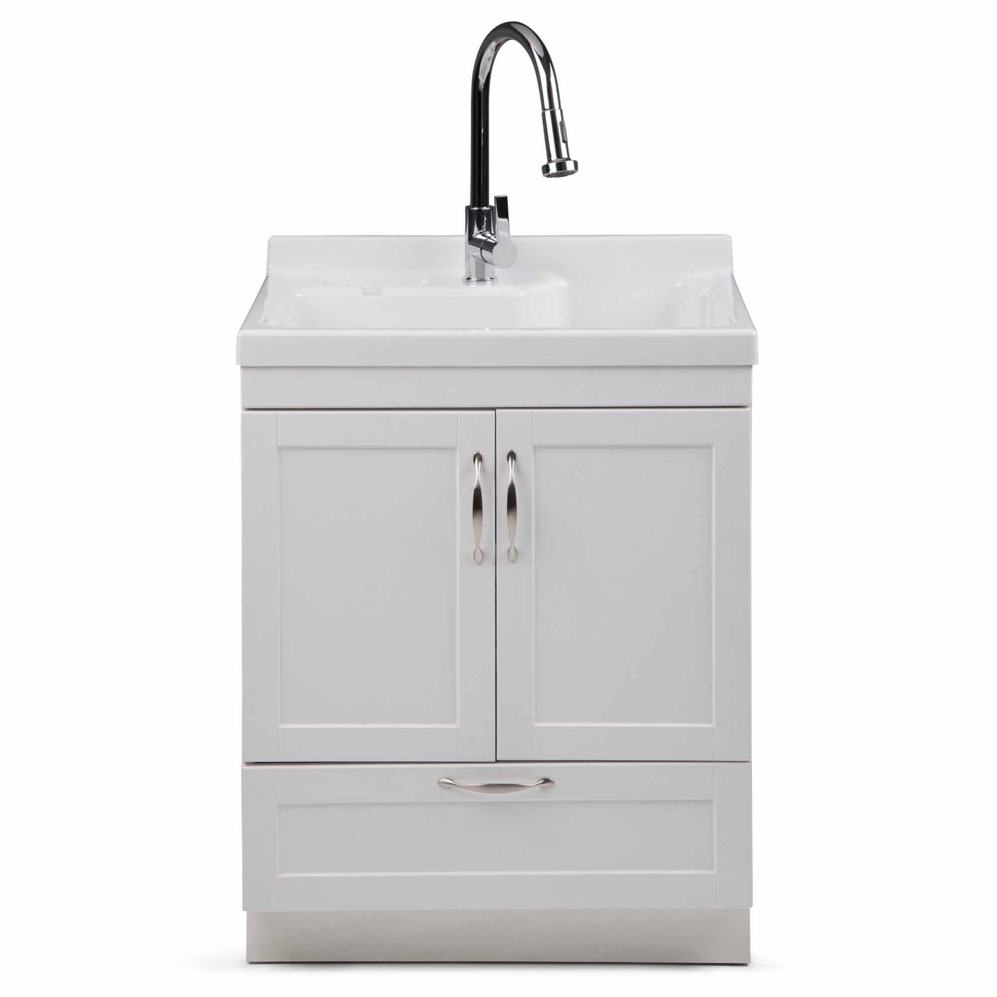 Pure White | Maile 28 inch Laundry Cabinet with Pull-out Faucet and ABS Sink