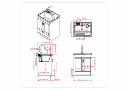 Pure White | Maile 28 inch Laundry Cabinet with Pull-out Faucet and ABS Sink