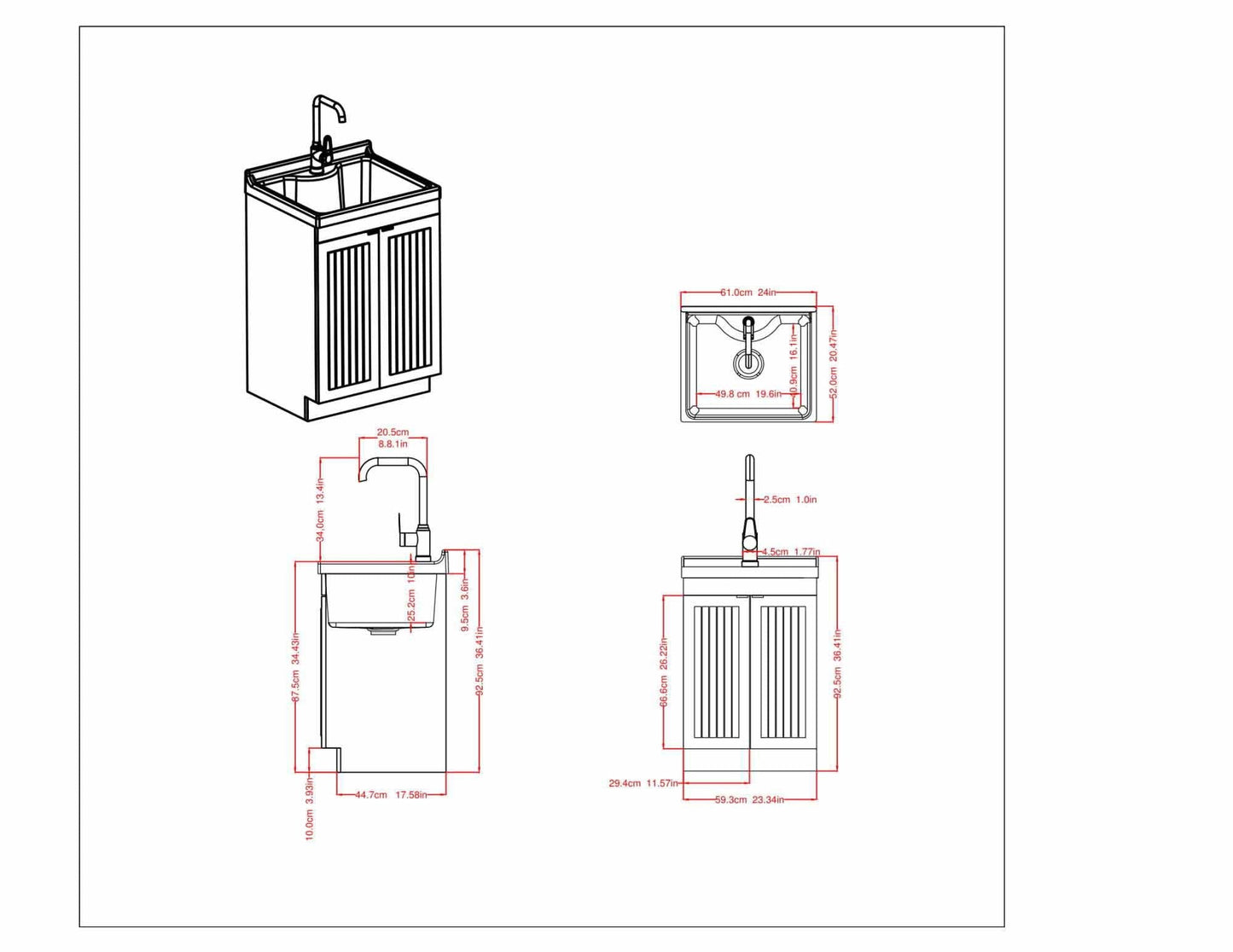 24 Inch Pure White | Murphy ABS Laundry Cabinet