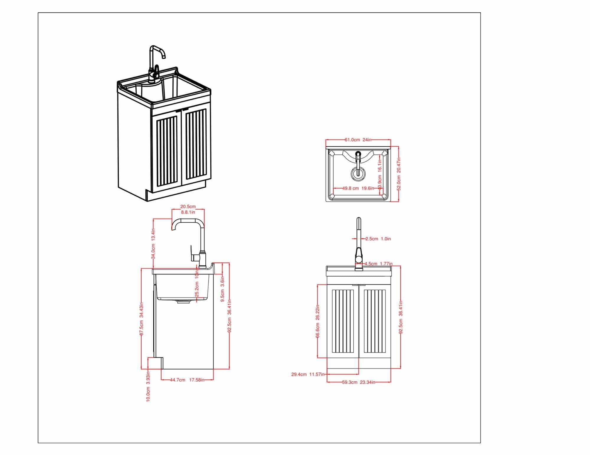24 Inch Pure White | Murphy ABS Laundry Cabinet
