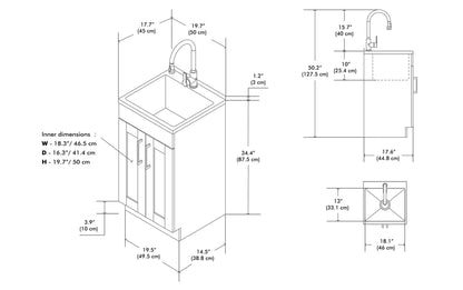 Modern Wide Shaker All-In-One 20-inch Laundry Utility Sink and Cabinet