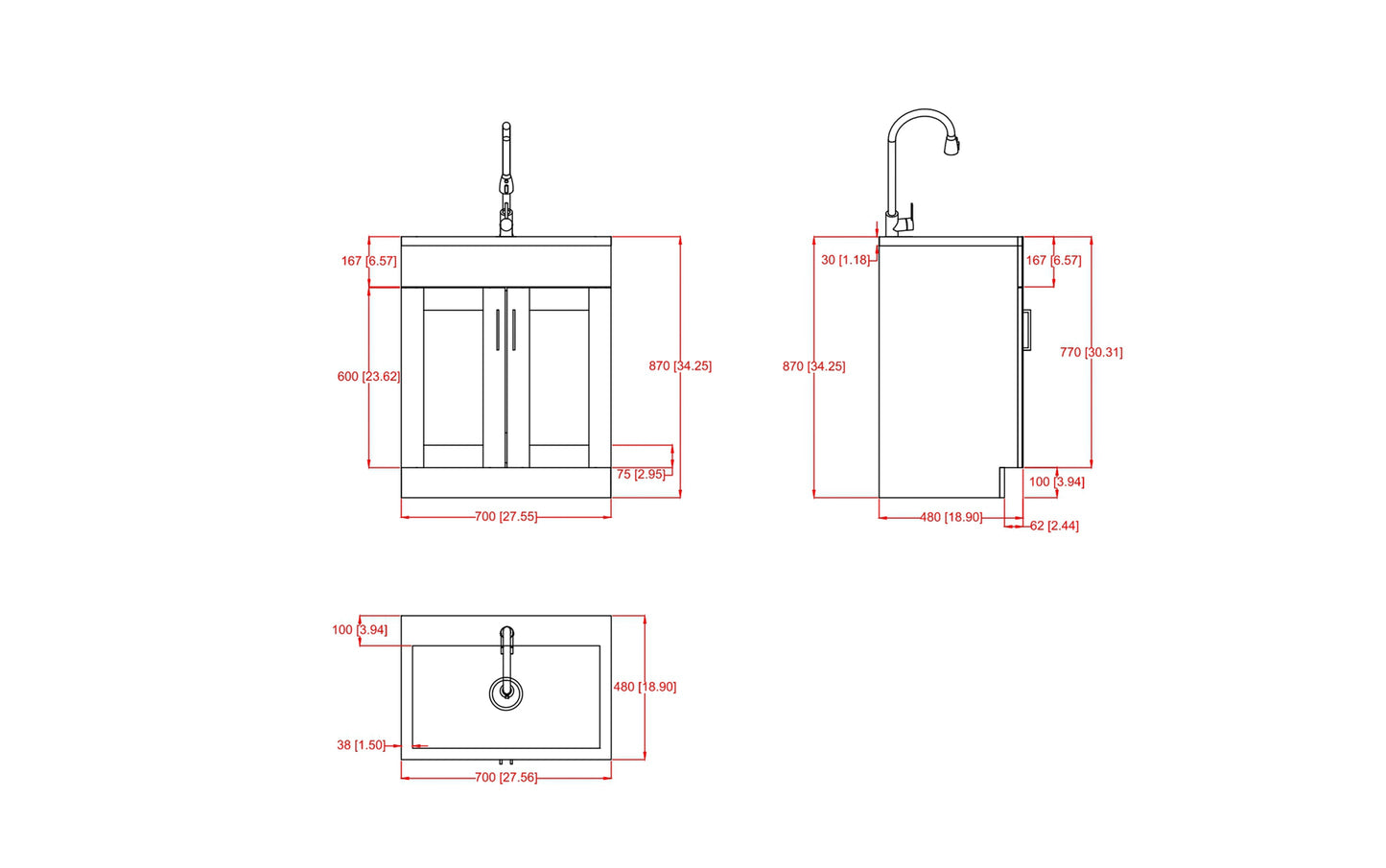 Modern Wide Shaker 28 inch Laundry Cabinet