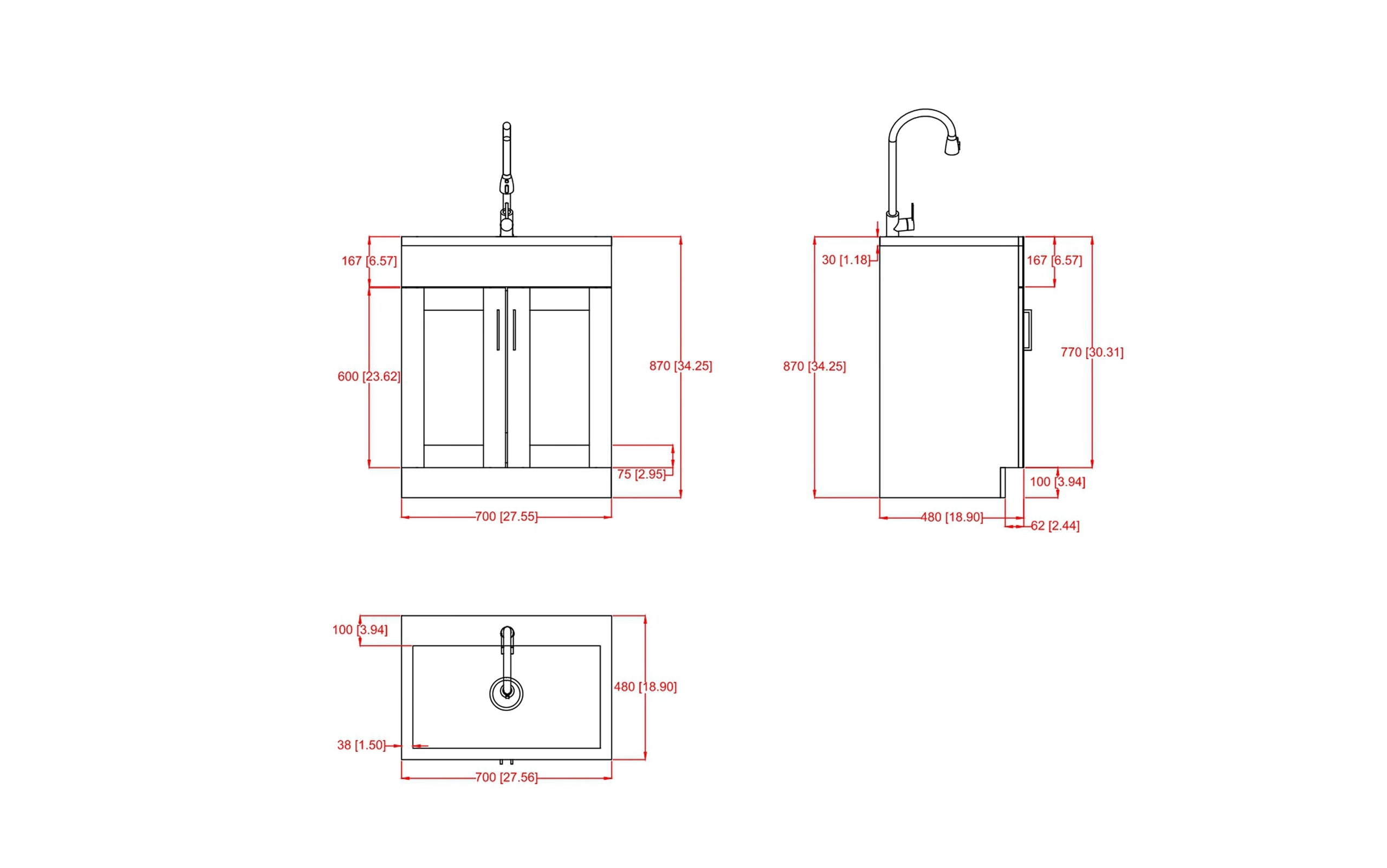 Modern Wide Shaker 28 inch Laundry Cabinet