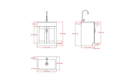 Modern Wide Shaker 28 inch Laundry Cabinet