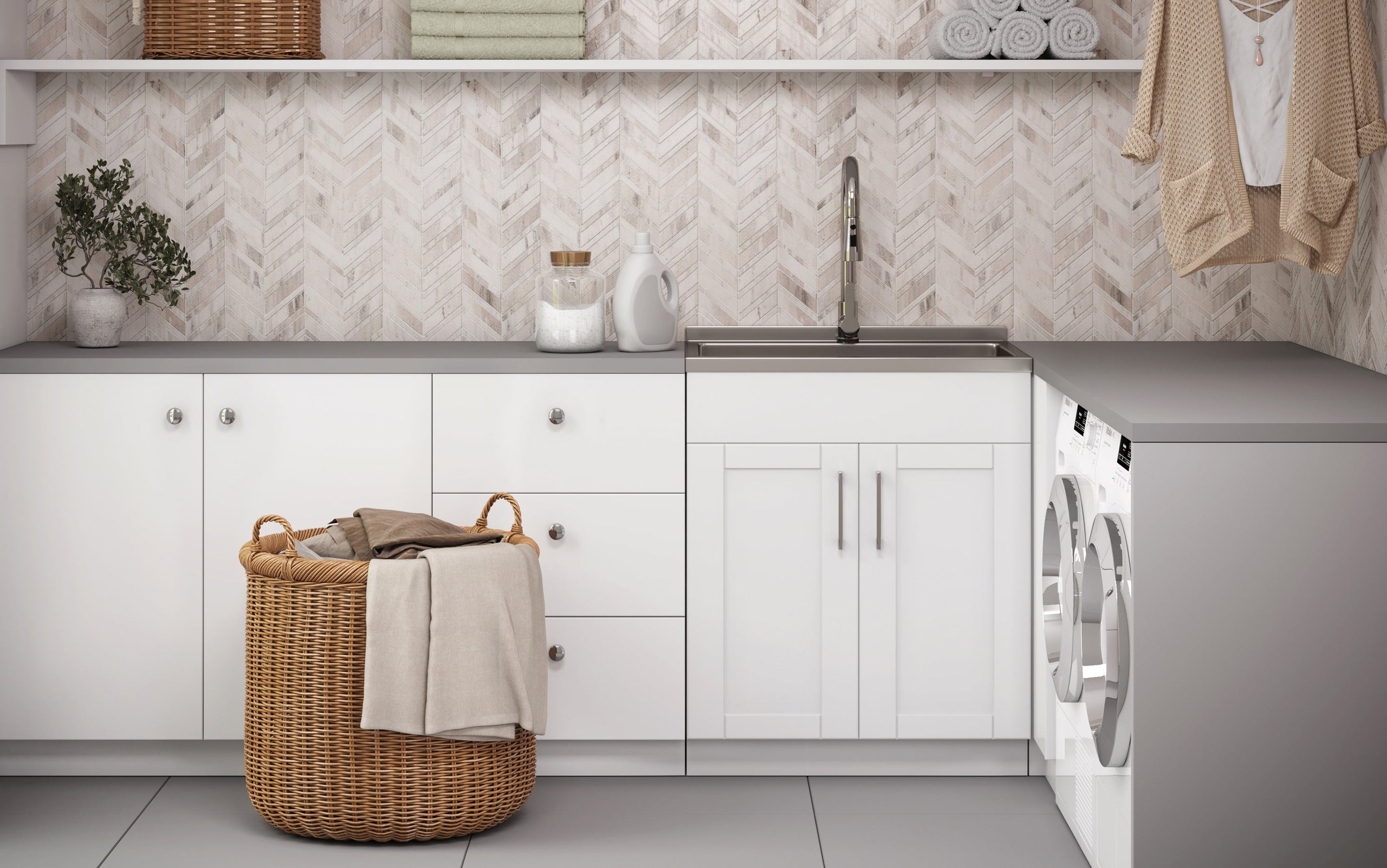 Modern Wide Shaker 28 inch Laundry Cabinet