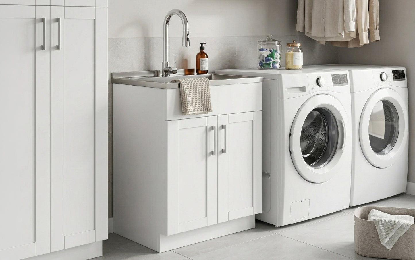 Modern Wide Shaker 28 inch Laundry Cabinet