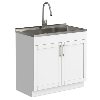 Modern Wide Shaker All-In-One 36-inch Laundry Utility Sink and Cabinet