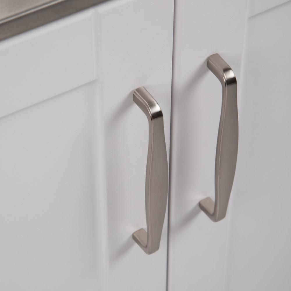 Pure White | Reed 28 inch Laundry Cabinet with Pull-out Faucet and Stainless Steel Sink