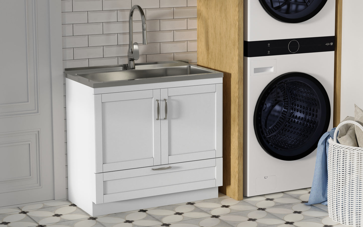 Reed All-In-One 36-inch Laundry Utility Sink and Cabinet