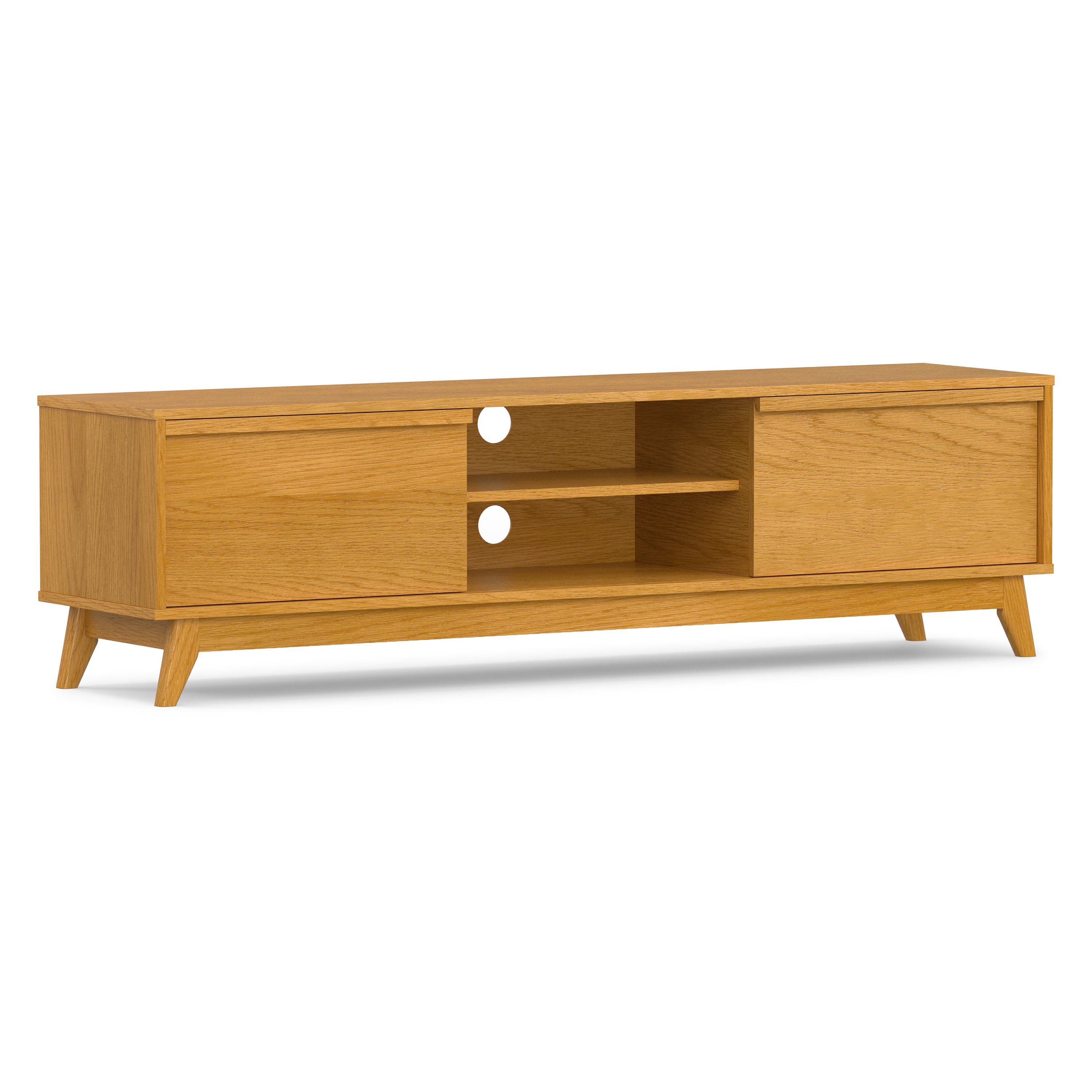 72 Inch Oak TV Stand | Lennon Low Profile Media Console – Simpli Home