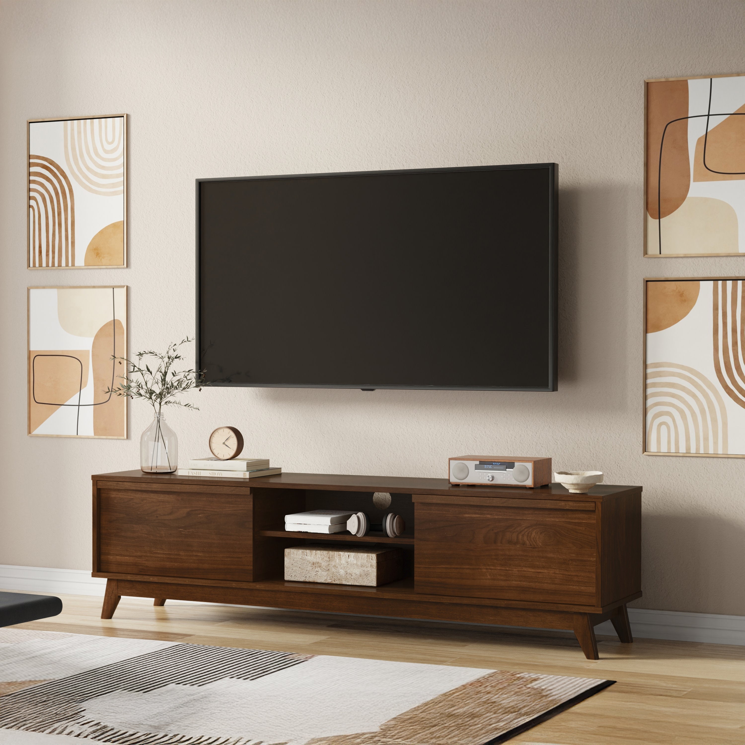 72 Inch Walnut TV Stand | Lennon 72 Inch Low TV Stand – Simpli Home