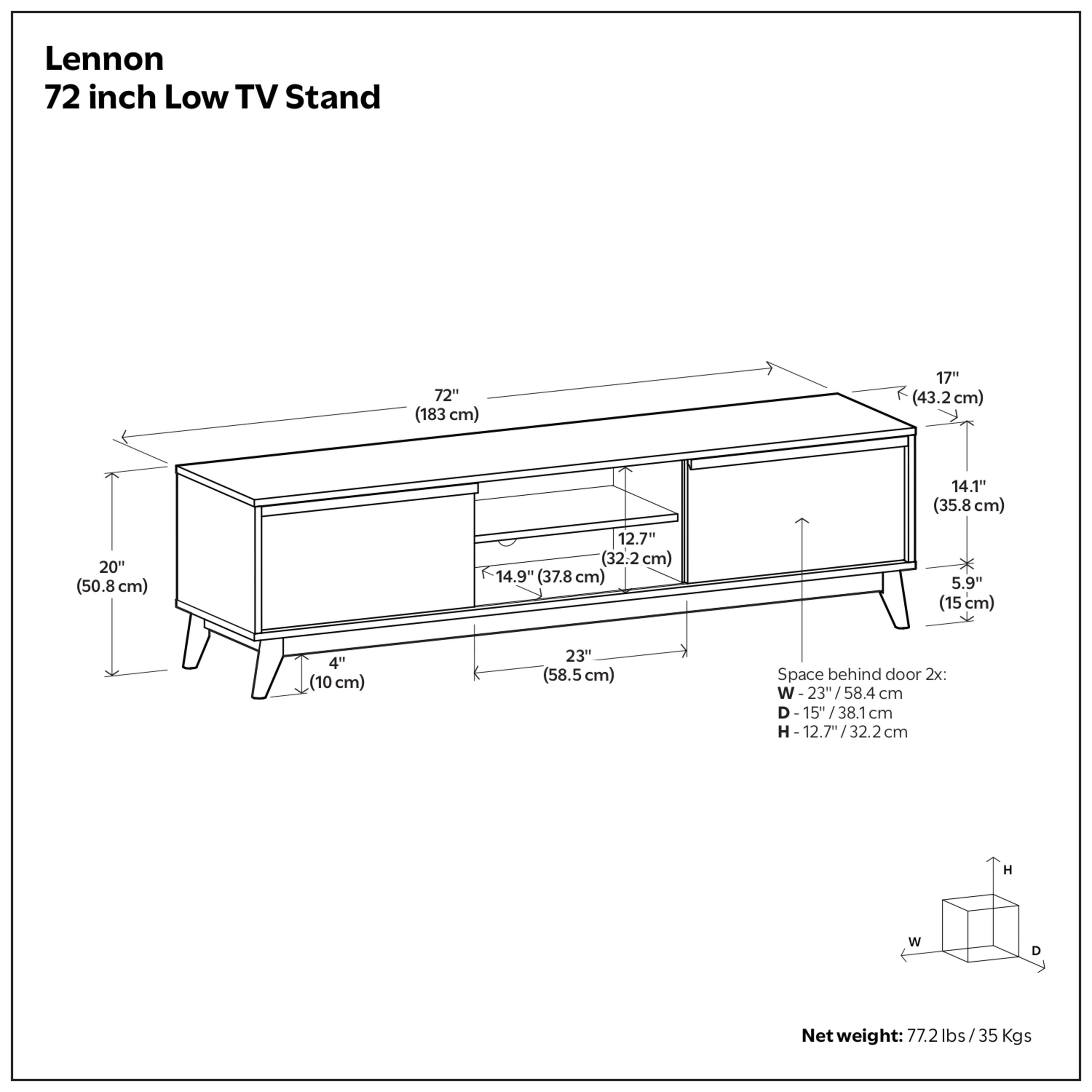 Walnut Veneer | Lennon 72 inch Low TV Stand in Walnut