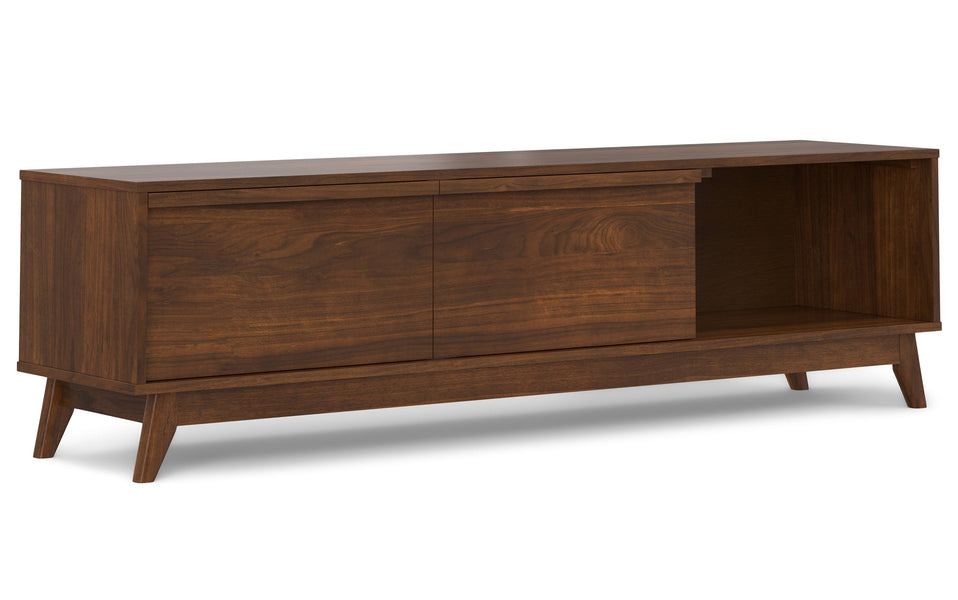 Lennon 72 inch Low TV Stand in Walnut Veneer Simpli Home