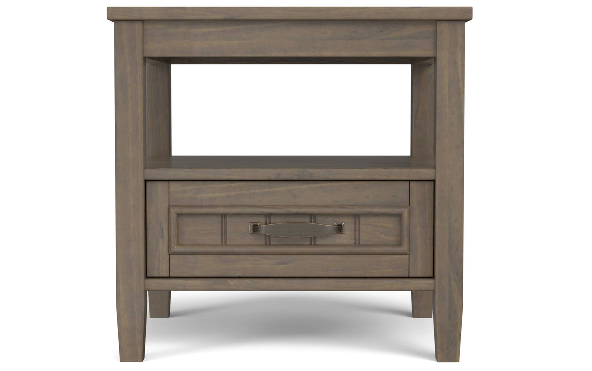Solid Wood End Table | Lev End Table With Bottom Drawer – Simpli Home