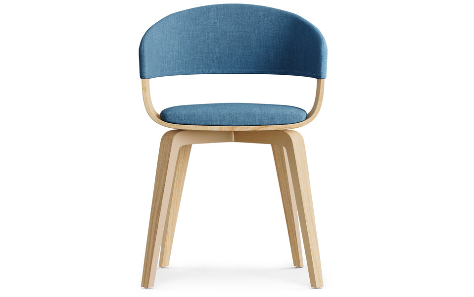 Blue Natural Oak Linen Style Fabric | Lowell Bentwood Dining Chair