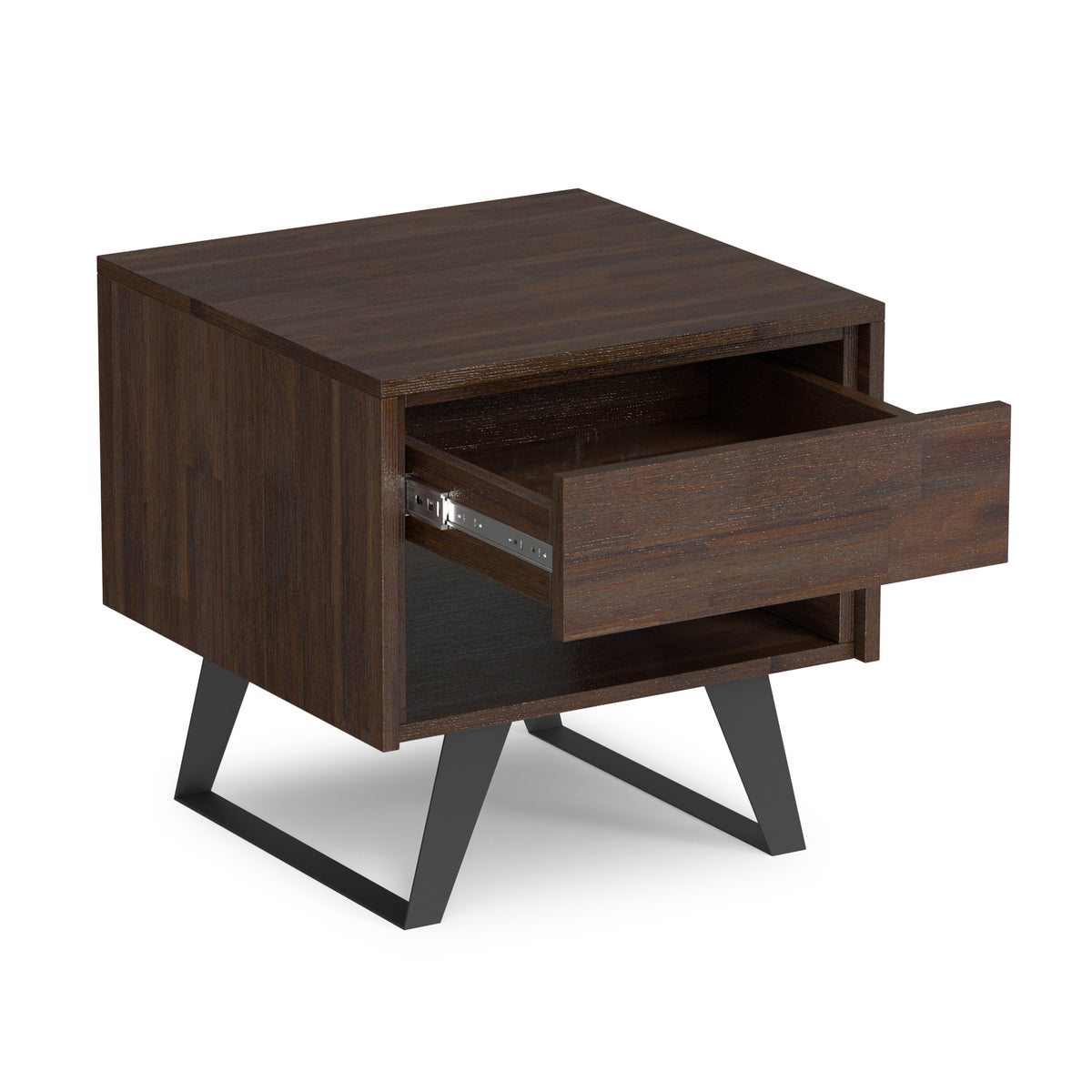 Distressed Charcoal Brown Acacia | Lowry End Table in Acacia