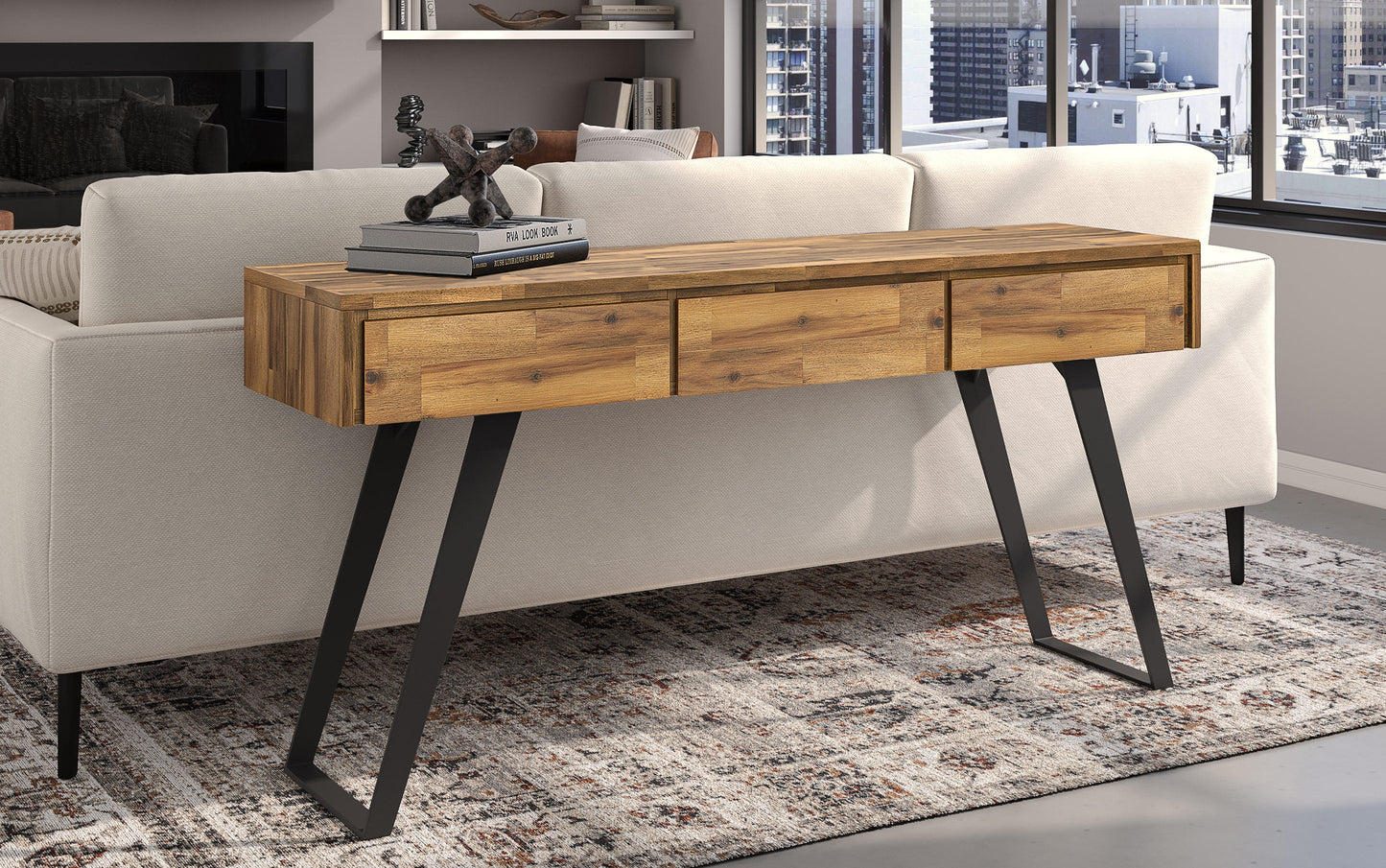 Lowry Console Sofa Table in Acacia