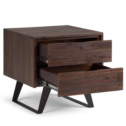 Distressed Charcoal Brown Solid Wood - Acacia |  Lowry Solid Acacia Side Table 