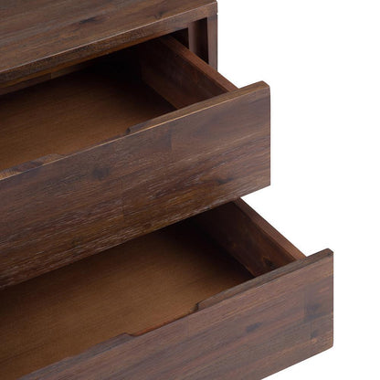 Distressed Charcoal Brown Solid Wood - Acacia |  Lowry Solid Acacia Side Table 