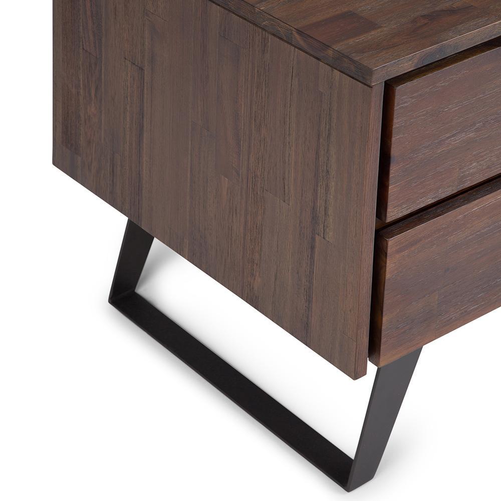Distressed Charcoal Brown Solid Wood - Acacia |  Lowry Solid Acacia Side Table 